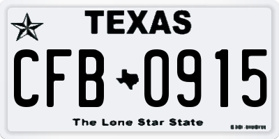 TX license plate CFB0915
