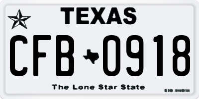 TX license plate CFB0918