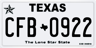 TX license plate CFB0922