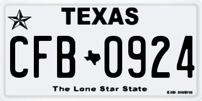 TX license plate CFB0924