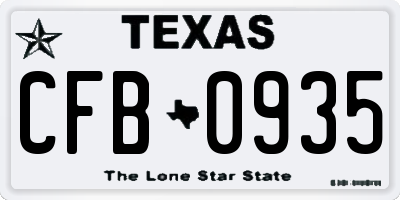 TX license plate CFB0935