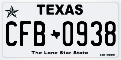 TX license plate CFB0938