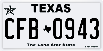 TX license plate CFB0943