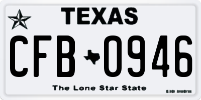 TX license plate CFB0946
