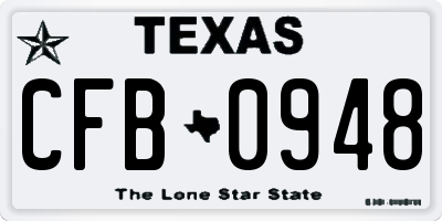 TX license plate CFB0948