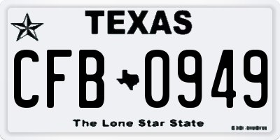 TX license plate CFB0949
