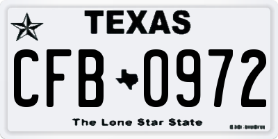 TX license plate CFB0972