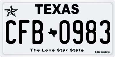 TX license plate CFB0983
