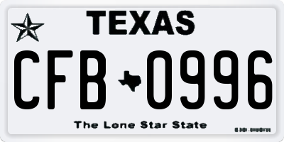 TX license plate CFB0996