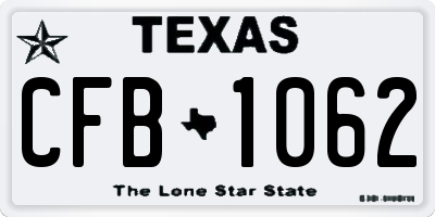 TX license plate CFB1062