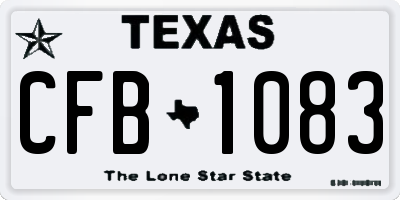 TX license plate CFB1083