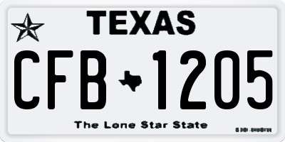 TX license plate CFB1205