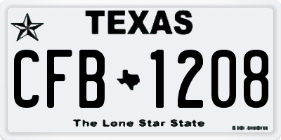 TX license plate CFB1208