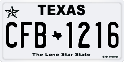 TX license plate CFB1216
