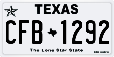 TX license plate CFB1292