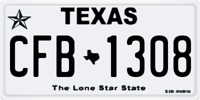 TX license plate CFB1308