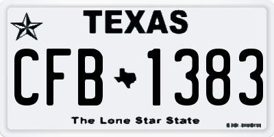 TX license plate CFB1383