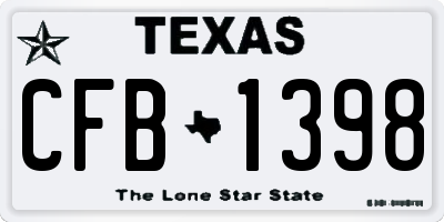 TX license plate CFB1398