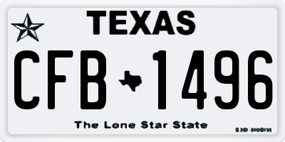 TX license plate CFB1496