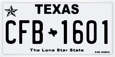 TX license plate CFB1601