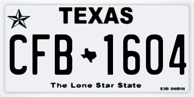 TX license plate CFB1604