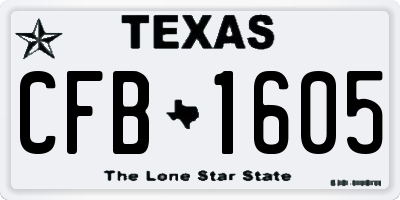 TX license plate CFB1605
