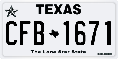 TX license plate CFB1671