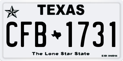 TX license plate CFB1731