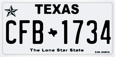 TX license plate CFB1734
