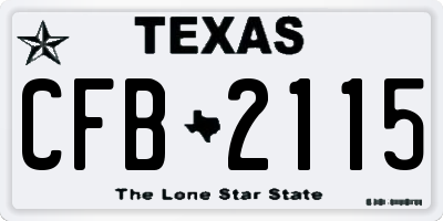 TX license plate CFB2115