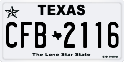 TX license plate CFB2116