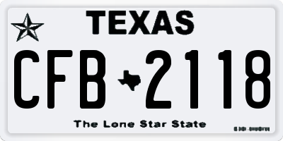 TX license plate CFB2118