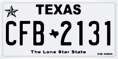 TX license plate CFB2131