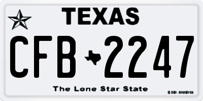 TX license plate CFB2247