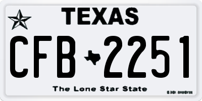 TX license plate CFB2251