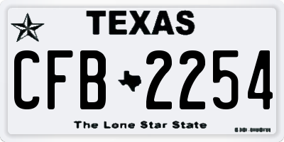 TX license plate CFB2254