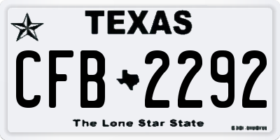 TX license plate CFB2292