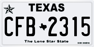 TX license plate CFB2315