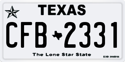 TX license plate CFB2331