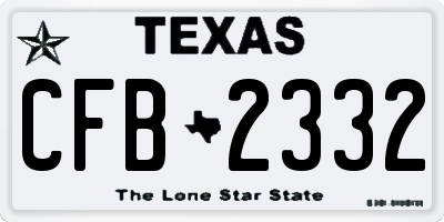 TX license plate CFB2332