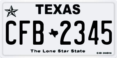 TX license plate CFB2345