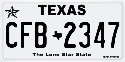 TX license plate CFB2347