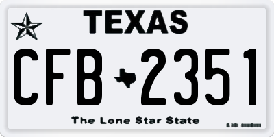 TX license plate CFB2351