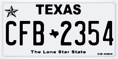 TX license plate CFB2354