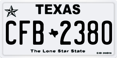 TX license plate CFB2380