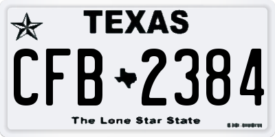 TX license plate CFB2384