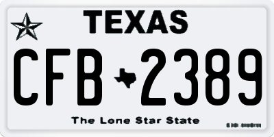TX license plate CFB2389