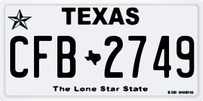 TX license plate CFB2749