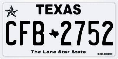 TX license plate CFB2752