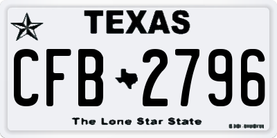TX license plate CFB2796